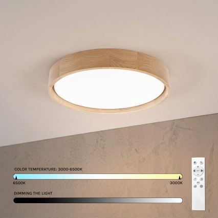 Brilagi - LED stropna svjetiljka s prigušivanjem MANAROLA REMOTE LED/24W/230V 3000-6500K promjer 41 cm hrast + daljinski upravljač