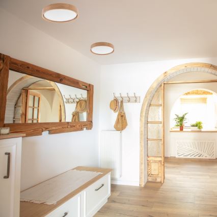 Brilagi - LED prigušivo stropno svjetlo MANAROLA LED/24W/230V prom. 42 cm 3000-6500K hrast + daljinski upravljač