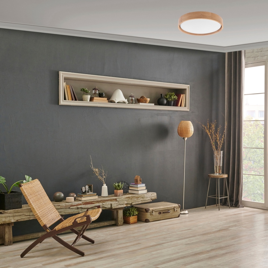 Brilagi - LED prigušivo stropno svjetlo MANAROLA LED/24W/230V prom. 42 cm 3000-6500K hrast + daljinski upravljač