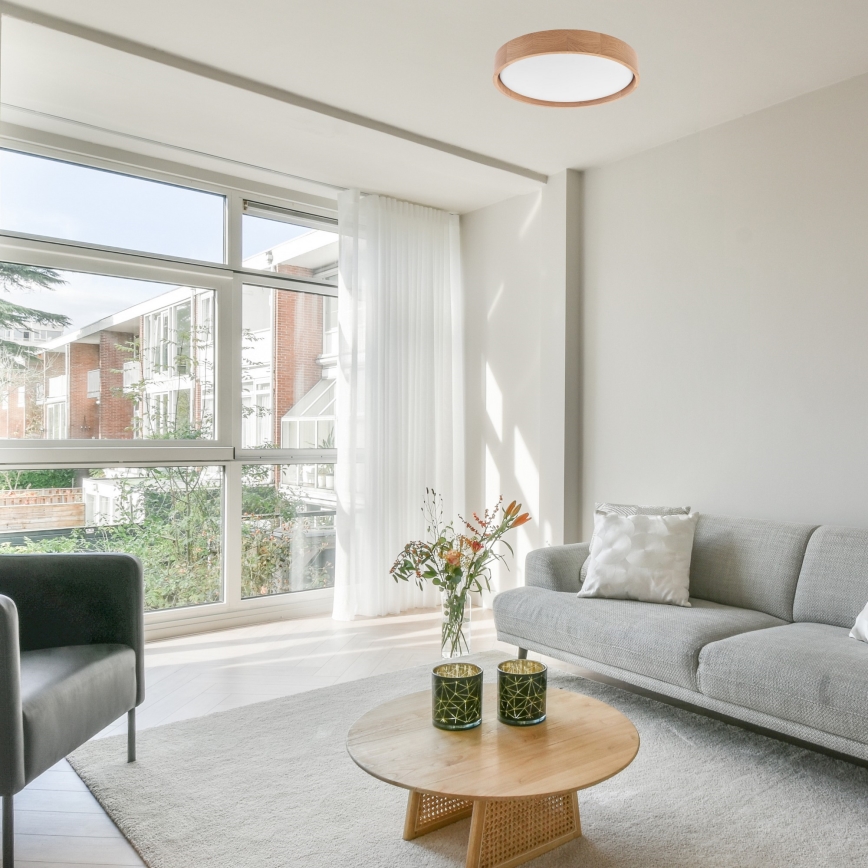 Brilagi - LED prigušivo stropno svjetlo MANAROLA LED/24W/230V prom. 42 cm 3000-6500K hrast + daljinski upravljač