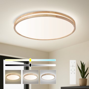 Brilagi - LED prigušivo stropno svjetlo MOLINA LED/100W/230V 3000-6000K hrast prom. 80 cm + daljinski upravljač