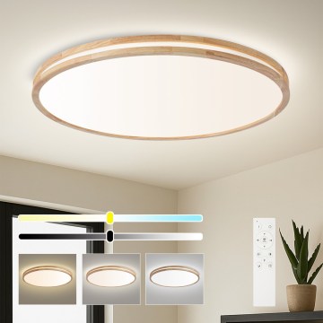 Brilagi - LED prigušivo stropno svjetlo MOLINA LED/128W/230V 3000-6000K hrast Ø 100 cm + daljinski upravljač
