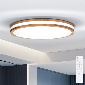 Brilagi - LED prigušivo stropno svjetlo MOLINA LED/72W/230V 3000-6500K hrast prom. 78 cm + daljinski upravljač