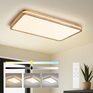Brilagi - LED prigušivo stropno svjetlo MOLINA SQUARE LED/128W/230V 3000-6000K hrast 90x60 cm + daljinski upravljač