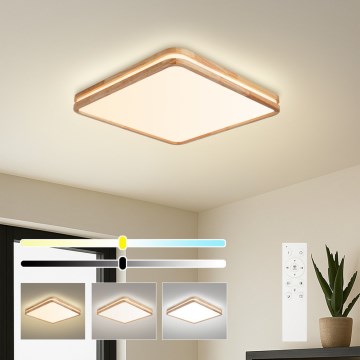 Brilagi - LED prigušivo stropno svjetlo MOLINA SQUARE LED/80W/230V 3000-6000K hrast 60x60 cm + daljinski upravljač