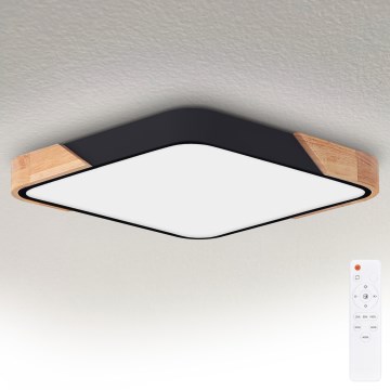 Brilagi - LED prigušivo stropno svjetlo PILANA LED/48W/230V 3000-6500K hrast/crna 56x56 cm + daljinski upravljač
