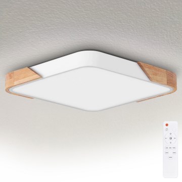 Brilagi - LED prigušivo stropno svjetlo PILANA LED/60W/230V 3000-6500K hrast/bijela 56x56 cm + daljinski upravljač