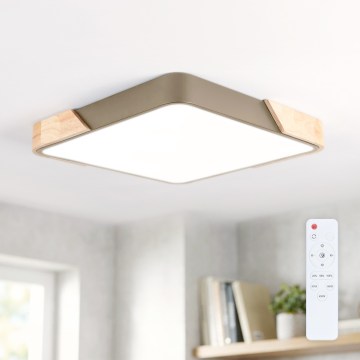 BRILAGI - LED prigušivo stropno svjetlo PILANA SQUARE LED/48W/230V 3000-6500K hrast/bež 42x42 cm + daljinski upravljač