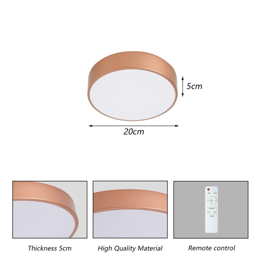 Brilagi - LED prigušivo stropno svjetlo POOL LED/24W/230V 3000-6000K promjer 20 cm u brončanoj boji + daljinski upravljač