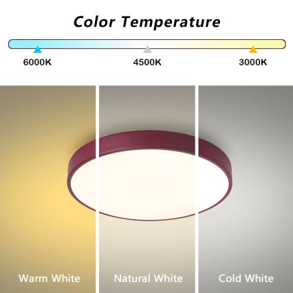 Brilagi - LED stropno svjetlo POOL, prigušivo, LED/48W/230V, 3000-6000K, Ø 40 cm, bordo + daljinski upravljač