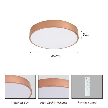Brilagi - LED prigušiva stropna svjetiljka POOL LED/48W/230V 3000-6000K promjer 40 cm brončana + daljinski upravljač
