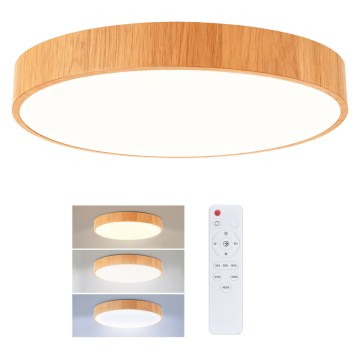 Brilagi - LED prigušivo stropno svjetlo POOL LED/50W/230V 3000-6000K promjer 40 cm drveni dekor + daljinski upravljač
