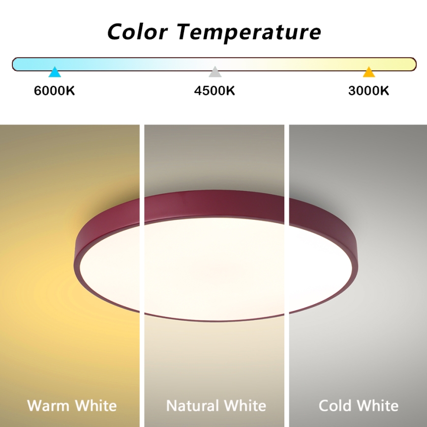 Brilagi - LED prigušivo stropno svjetlo POOL LED/60W/230V 3000-6000K Ø 50 cm bordo + daljinski upravljač