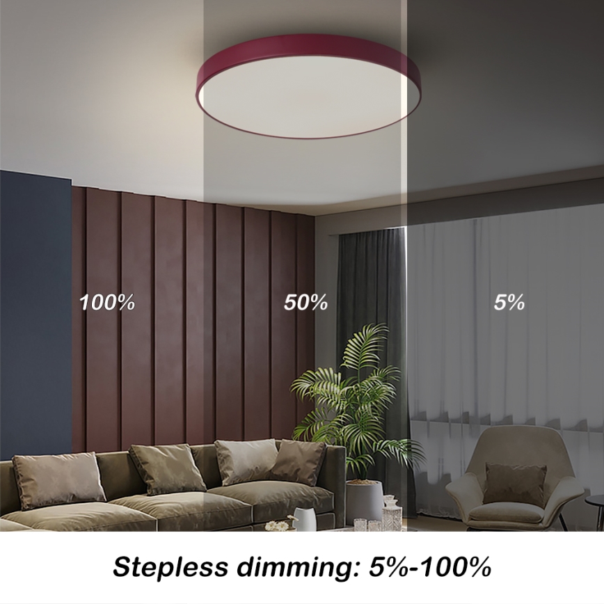Brilagi - LED prigušivo stropno svjetlo POOL LED/60W/230V 3000-6000K Ø 50 cm bordo + daljinski upravljač
