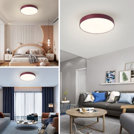 Brilagi - LED prigušivo stropno svjetlo POOL LED/60W/230V 3000-6000K Ø 50 cm bordo + daljinski upravljač