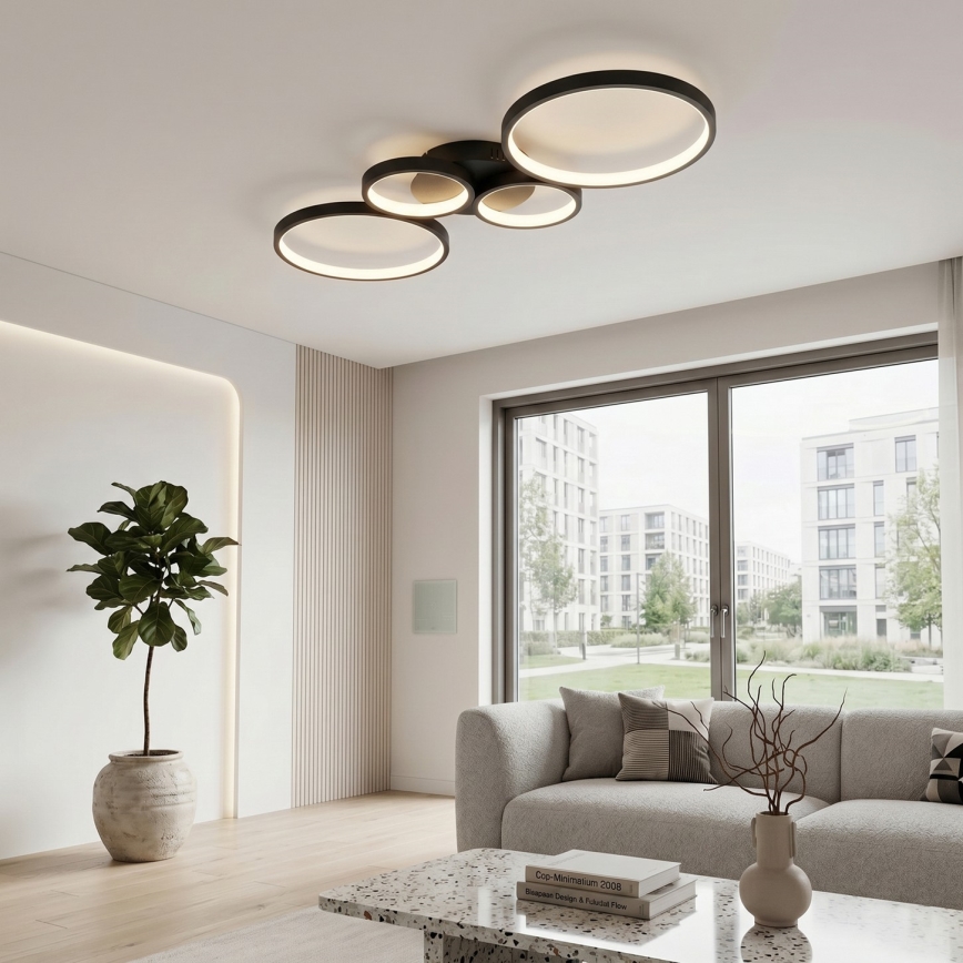 Brilagi - LED prigušivo stropno svjetlo RINGO LED/34W/230V 3000-6000K 28x78 cm crno + daljinski upravljač