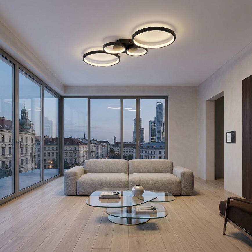 Brilagi - LED prigušivo stropno svjetlo RINGO LED/34W/230V 3000-6000K 28x78 cm crno + daljinski upravljač