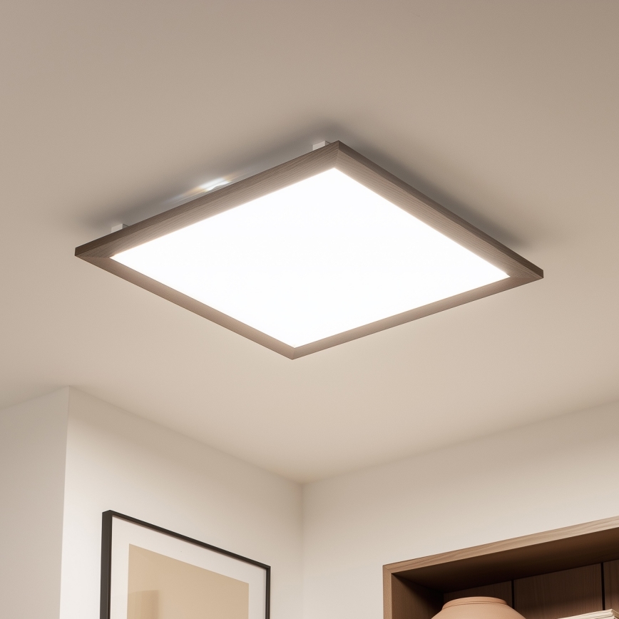 Brilagi - LED prigušivo stropno svjetlo SLIMFRAME WOOD LED/58W/230V 64x64 cm 3000-6000K tamno smeđa + daljinski upravljač