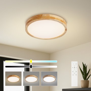 Brilagi - LED prigušivo stropno svjetlo WOODLINE LED/48W/230V 3000-6000K hrast ø 40 cm + daljinski upravljač