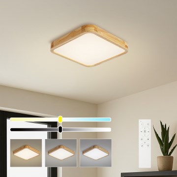 Brilagi - LED prigušivo stropno svjetlo WOODLINE SQUARE LED/48W/230V 3000-6000K hrast 40x40 cm + daljinski upravljač