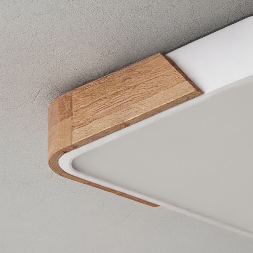 Brilagi - LED dimabilna stropna svjetiljka PILANA LED/48W/230V 3000-6500K hrast/bijela 56x56 cm + daljinski upravljač