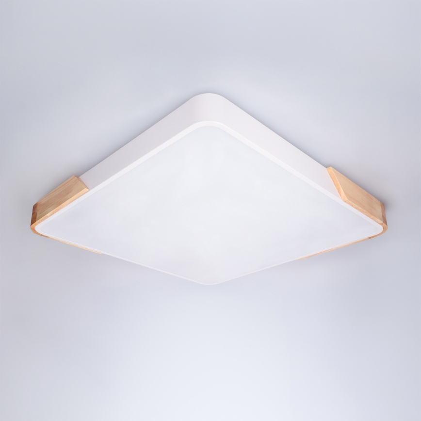 Brilagi - LED prigušivo stropno svjetlo PILANA LED/60W/230V 3000-6500K hrast/bijela 56x56 cm + daljinski upravljač