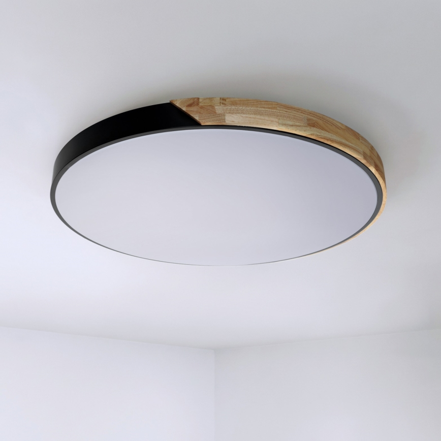 Brilagi - LED stropna svjetiljka s prigušivanjem PILANA LED/72W/230V 3000-6500K hrast/crna Ø 80 cm + daljinski upravljač