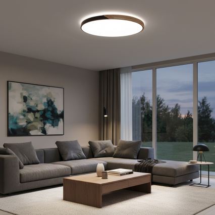 Brilagi - LED stropna svjetiljka s prigušivanjem PILANA LED/72W/230V 3000-6500K hrast/crna Ø 80 cm + daljinski upravljač
