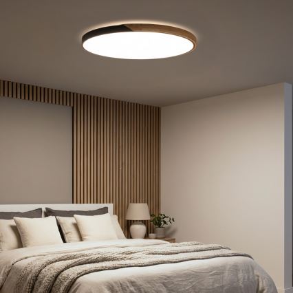 Brilagi - LED stropna svjetiljka s prigušivanjem PILANA LED/72W/230V 3000-6500K hrast/crna Ø 80 cm + daljinski upravljač