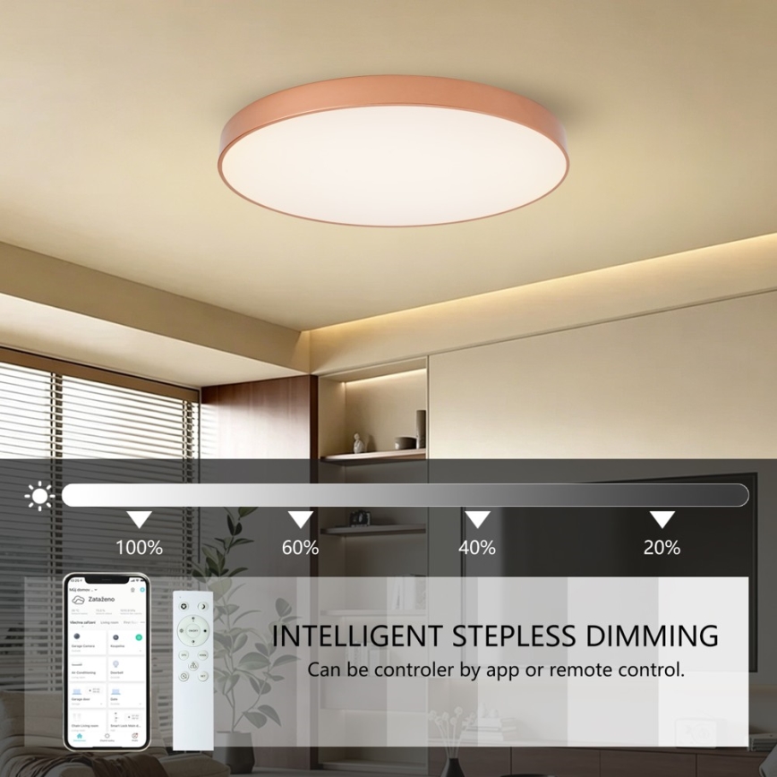 Brilagi - LED prigušiva stropna svjetiljka POOL SMART LED/100W/230V 3000-6000K Ø 80 cm Wi-Fi Tuya brončana + daljinski upravljač