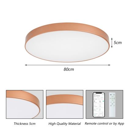 Brilagi - LED prigušiva stropna svjetiljka POOL SMART LED/100W/230V 3000-6000K Ø 80 cm Wi-Fi Tuya brončana + daljinski upravljač