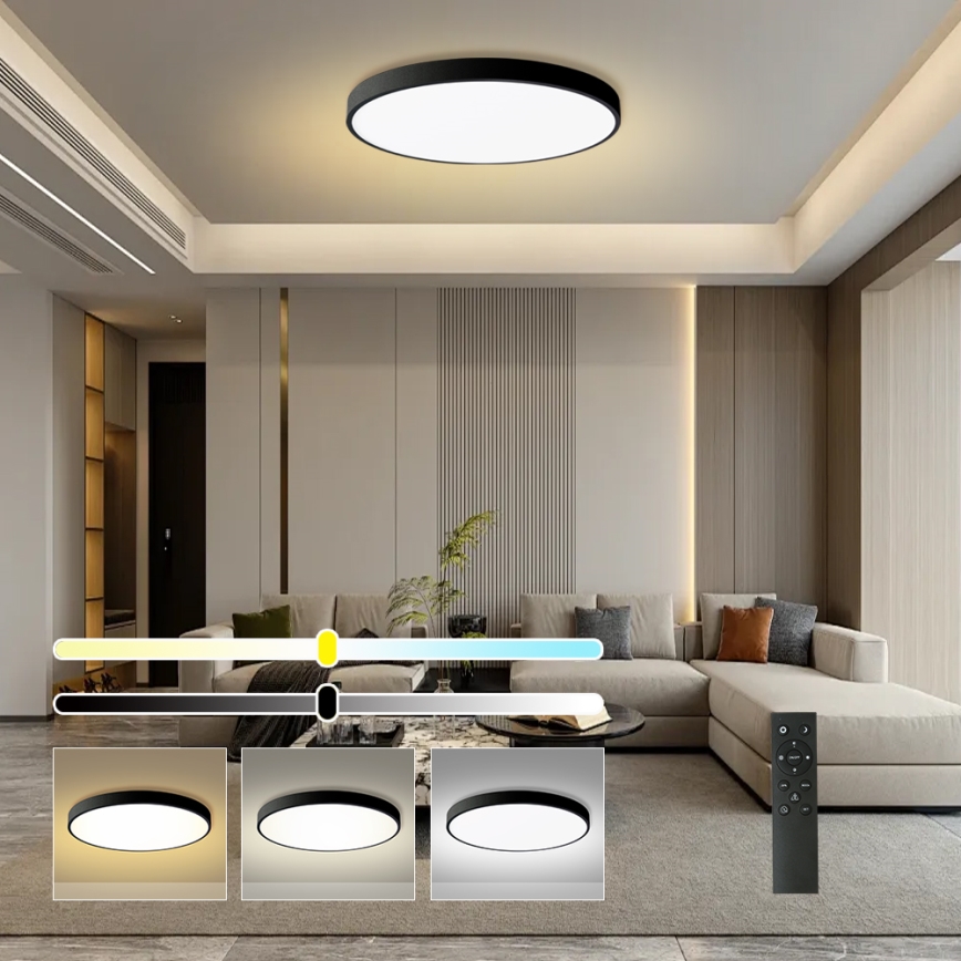 Brilagi - LED stropna svjetiljka s mogućnošću prigušivanja POOL SMART LED/128W/230V 3000-6000K promjer 100 cm Wi-Fi Tuya crna + daljinski upravljač
