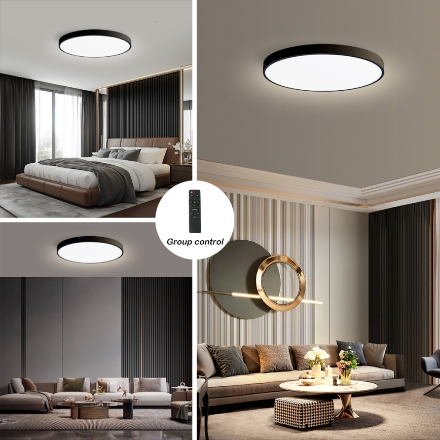 Brilagi - LED stropna svjetiljka s mogućnošću prigušivanja POOL SMART LED/128W/230V 3000-6000K promjer 100 cm Wi-Fi Tuya crna + daljinski upravljač