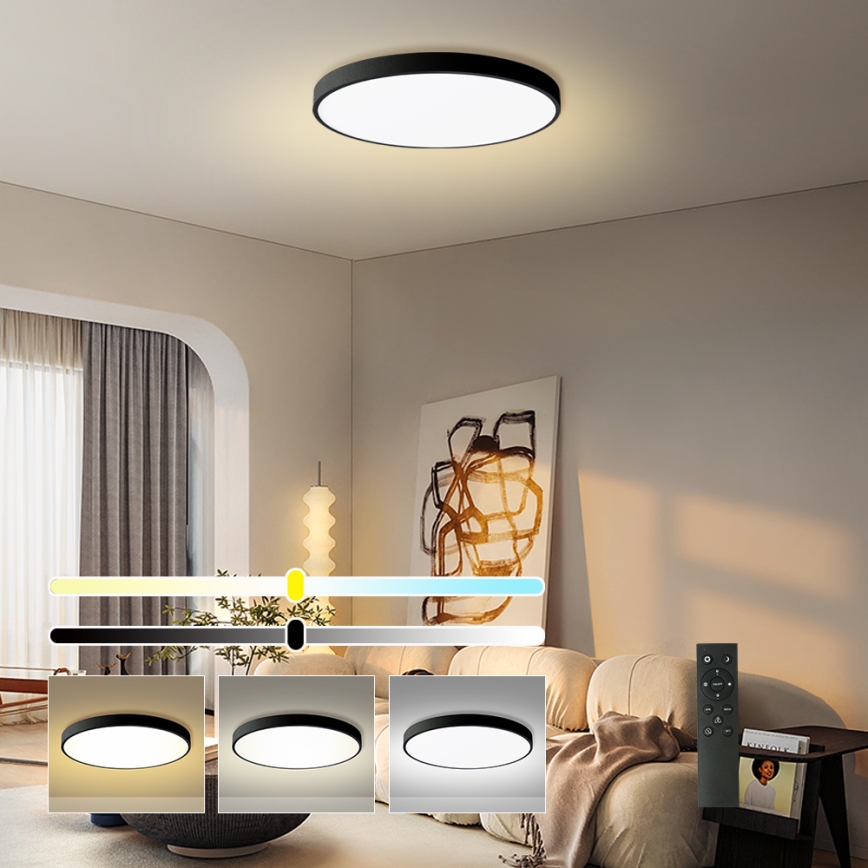 Brilagi - LED prigušivo stropno svjetlo POOL SMART LED/180W/230V 3000-6000K promjer 120 cm Wi-Fi Tuya crna + daljinski upravljač