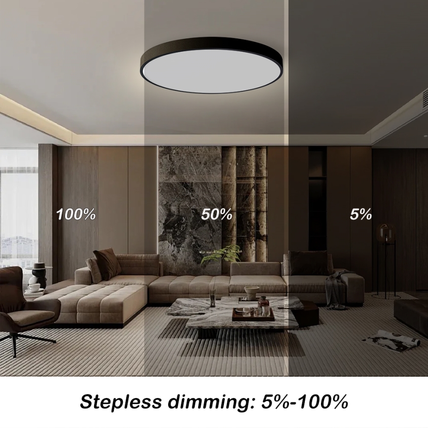 Brilagi - LED prigušivo stropno svjetlo POOL SMART LED/180W/230V 3000-6000K promjer 120 cm Wi-Fi Tuya crna + daljinski upravljač