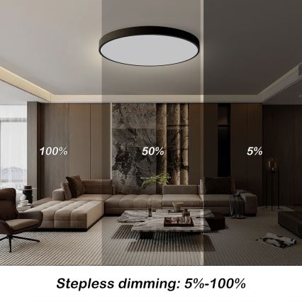 Brilagi - LED prigušivo stropno svjetlo POOL SMART LED/180W/230V 3000-6000K Ø 120 cm Wi-Fi Tuya crna + daljinski upravljač