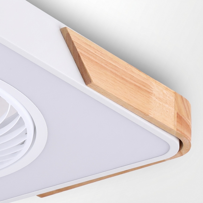 Brilagi - prigušiva LED stropna svjetiljka s ventilatorom LED/30W/230V 3000-6500K bijela/hrast + daljinski upravljač