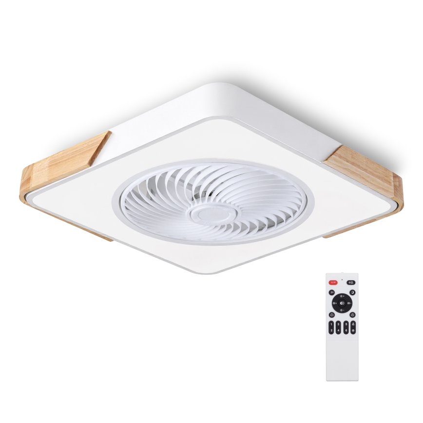 Brilagi - prigušiva LED stropna svjetiljka s ventilatorom LED/30W/230V 3000-6500K bijela/hrast + daljinski upravljač