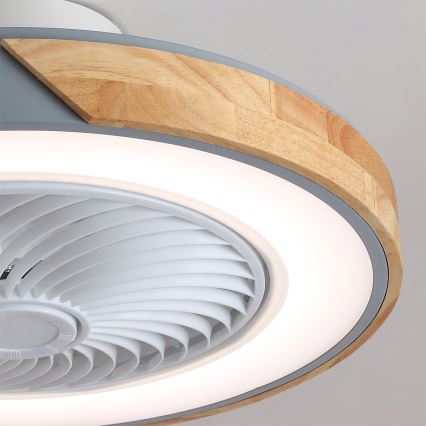 Brilagi - LED prigušivo stropno svjetlo s ventilatorom LED/38W/230V 3000-6500K prom. 50 cm siva/hrast + daljinsko upravljanje