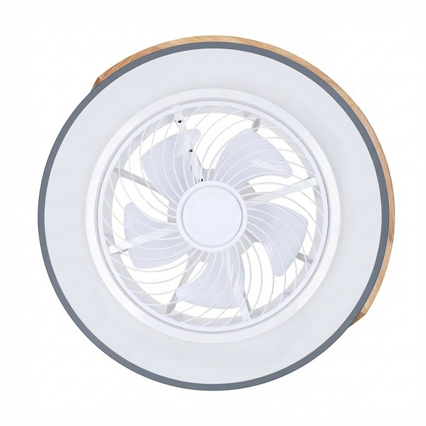 Brilagi - LED prigušivo stropno svjetlo s ventilatorom LED/38W/230V 3000-6500K prom. 50 cm siva/hrast + daljinsko upravljanje