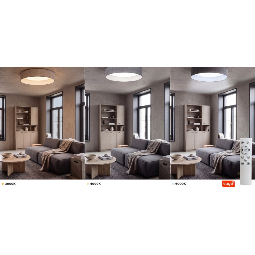 Brilagi - Prigušivo LED stropno svjetlo VELVET SMARTIX STARS LED/24W/230V 3000-6000K Ø 45 cm siva Wi-Fi Tuya Beacon + daljinski upravljač