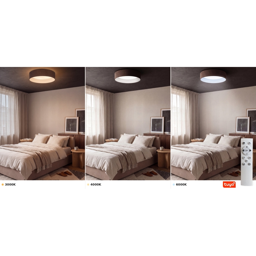 Brilagi - LED stropna svjetiljka s mogućnošću prigušivanja VELVET SMARTIX STARS LED/36W/230V 3000-6000K Ø 55 cm smeđa Wi-Fi Tuya Beacon + daljinski upravljač