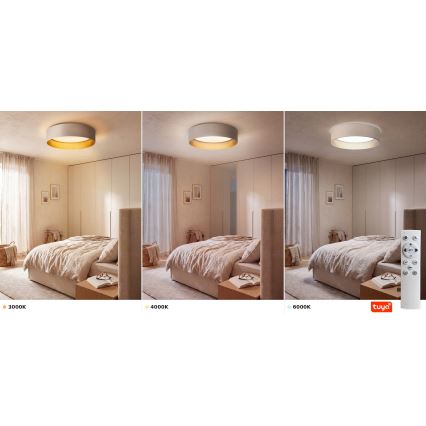 Brilagi - LED prigušiva stropna svjetiljka VELVET SMARTIX STARS LED/36W/230V 3000-6000K Ø 55 cm krem/zlatna Wi-Fi Tuya Beacon + daljinski upravljač