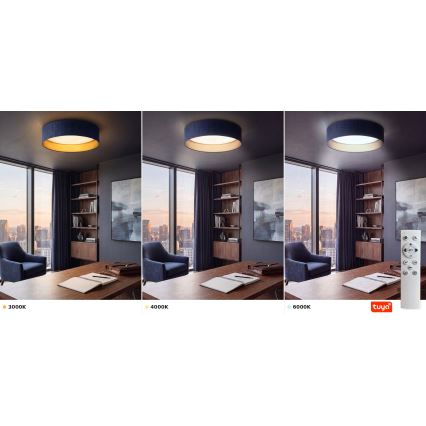 Brilagi - LED stropno svjetlo s prigušivanjem VELVET SMARTIX LED/24W/230V 3000-6000K Ø 45 cm plava/zlatna Wi-Fi Tuya Beacon + daljinski upravljač