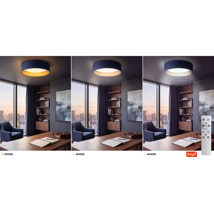 Brilagi - LED prigušivo stropno svjetlo VELVET SMARTIX LED/36W/230V 3000-6000K promjer 55 cm plavo/zlatno Wi-Fi Tuya Beacon + daljinsko upravljanje