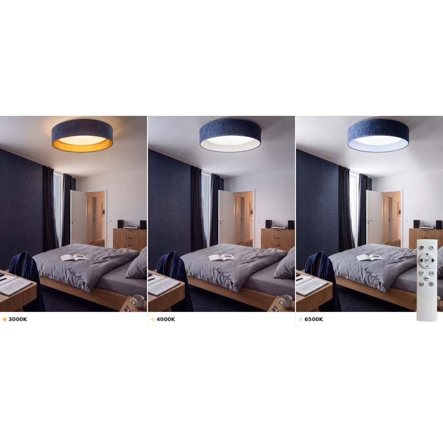 Brilagi - LED stropna svjetiljka s prigušivanjem VELVET SMART VARI LED/24W/230V 3000-6500K Ø 45 cm plava + daljinski upravljač