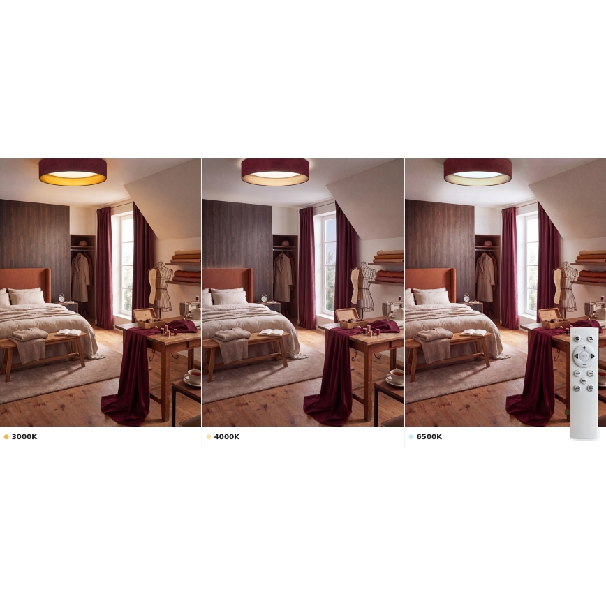 Brilagi - LED stropno svjetlo s prigušivanjem VELVET SMART VARI LED/24W/230V 3000-6500K promjer 45 cm bordo/zlatno + daljinski upravljač