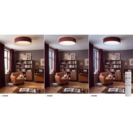Brilagi - LED stropna svjetiljka s mogućnošću prigušivanja VELVET SMART VARI LED/36W/230V 3000–6500K Ø 55 cm vinska crvena + daljinski upravljač
