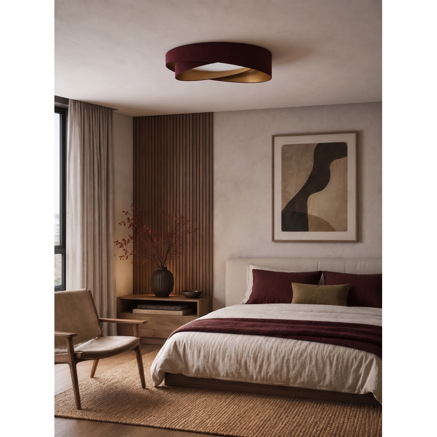 BRILAGI - Prigušiva stropna svjetiljka VELVET TWIST LED/36W/230V 3000-6000K Ø 65 cm Wi-Fi Tuya Beacon bordo/zlatna + daljinski upravljač