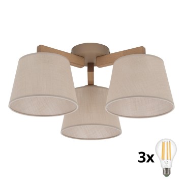 BRILAGI - LED prislonjen luster LATTE SABIA 3xE27/15W/230V borovina/bež